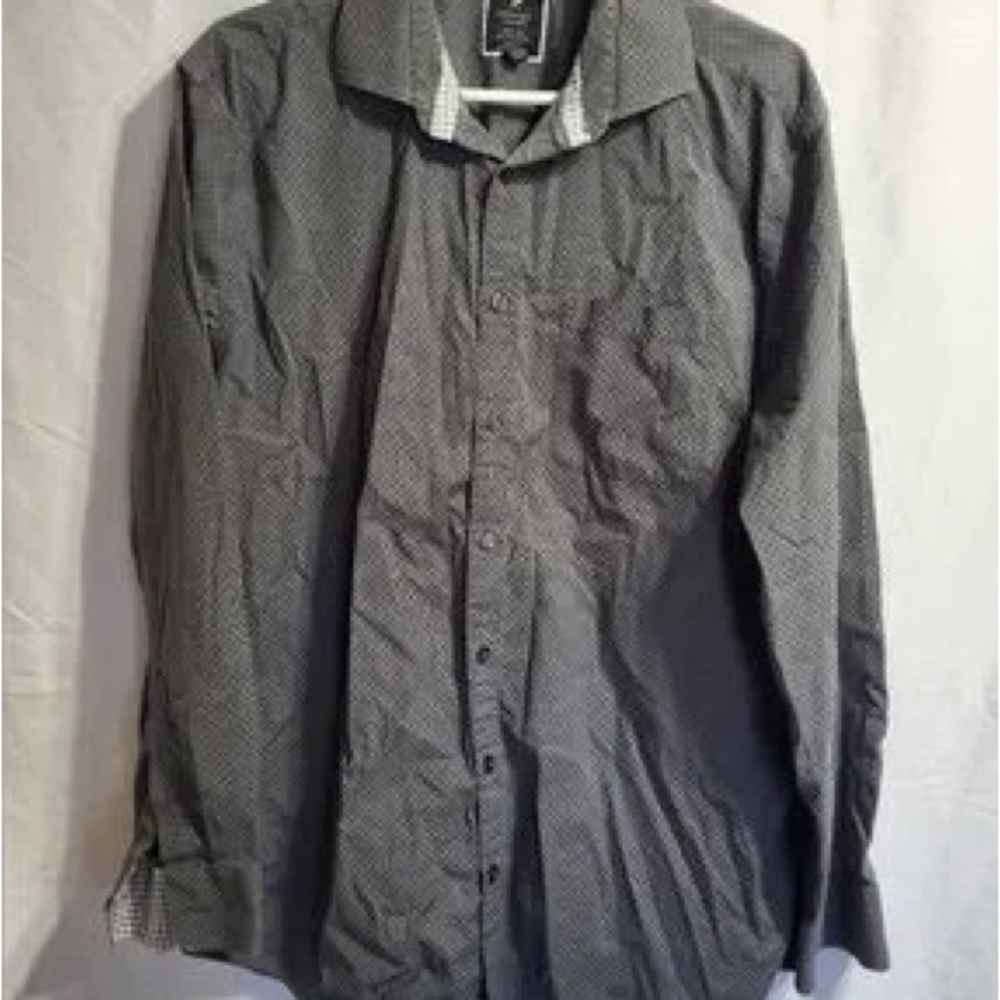Men's Long Sleeve Dress Shirt - Gray Pattern